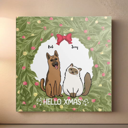 Hello Xmas -Dog and cat (1 to 3 pets) - Christmas Custom Canva